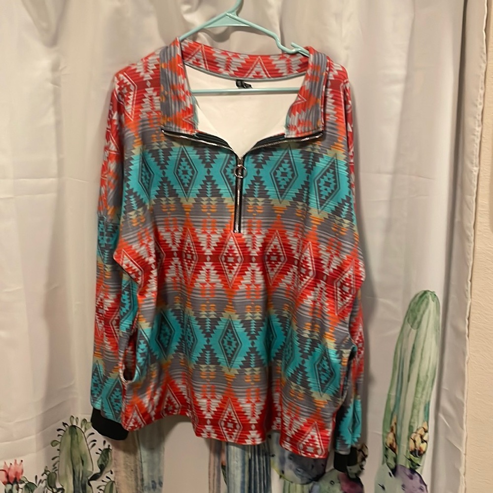 Crazy Train Aztec Pullover with pockets!